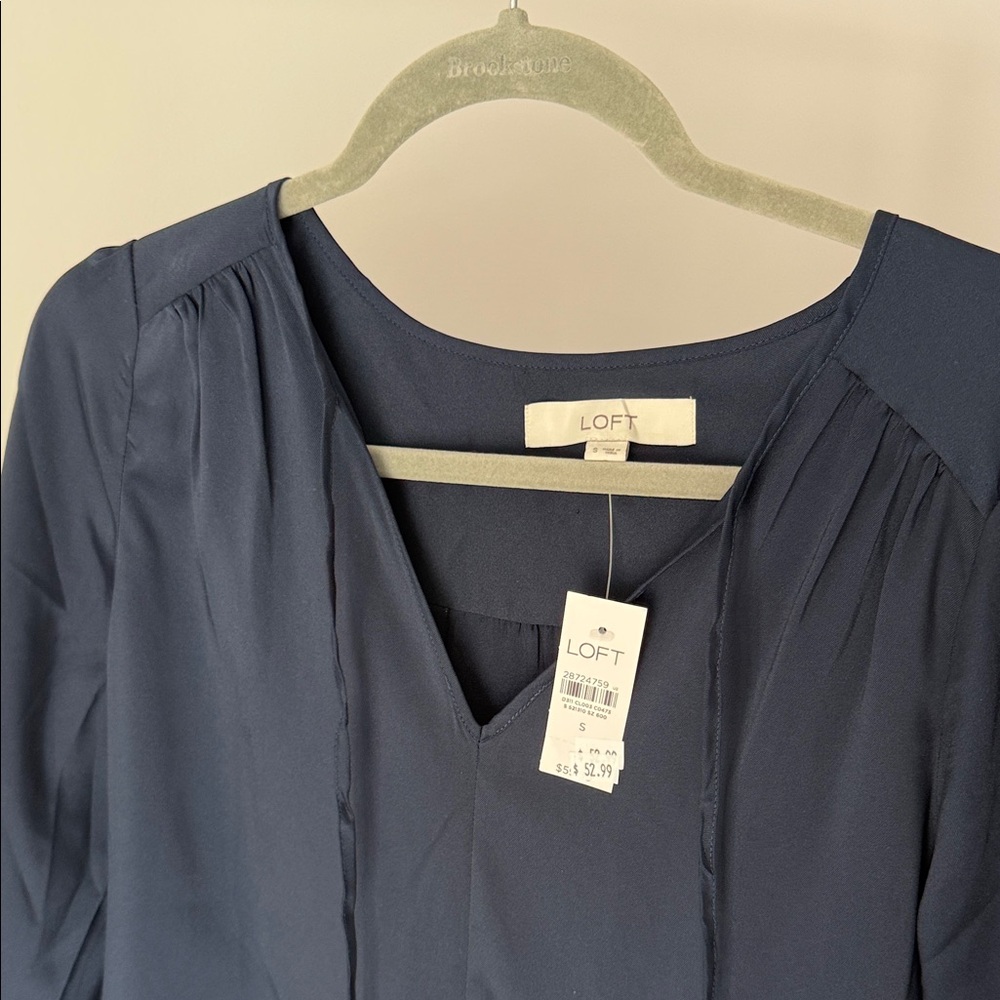 LOFT Deep Blue Ruffle Hem Blouse - Picture 3 of 4
